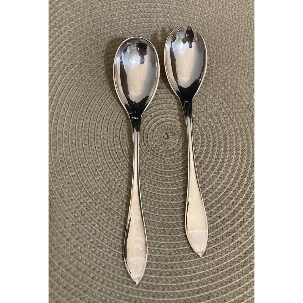 Vtg Silverplate Salad Serving Fork & Spoon Set EPNS Made in England
